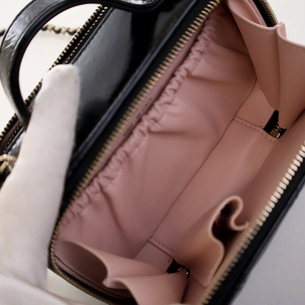 Chanel Small Black Glazed Calfskin Top Handle Vanity Case - Picture 12 of 14
